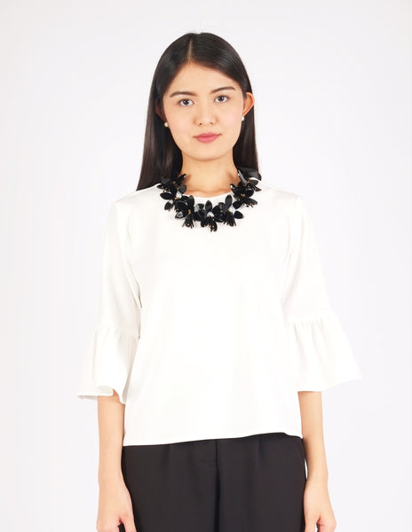 Nina Black Floral Necklace