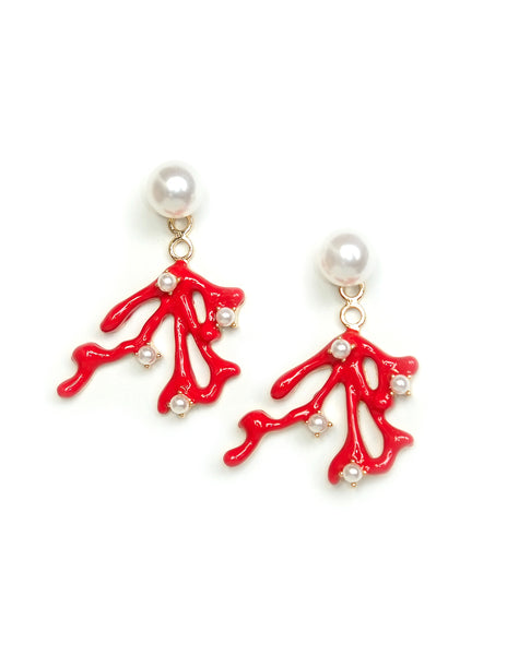 Rio Coral Enamel 2-Way Earrings