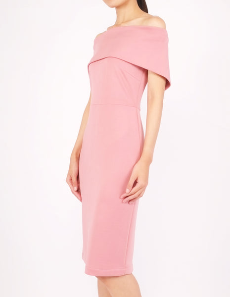 Evita Off-Shoulder Bodycon Dress (Pink)