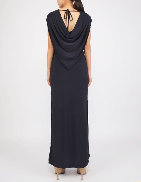 Eliana Cowl Back Maxi Dress (Navy)