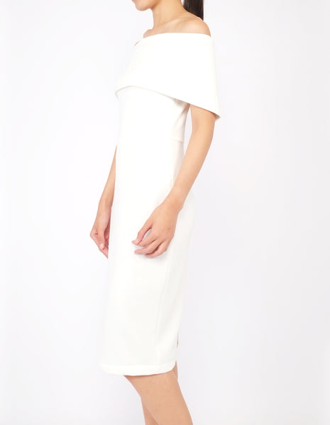 Evita Off-Shoulder Bodycon Dress (Ivory)