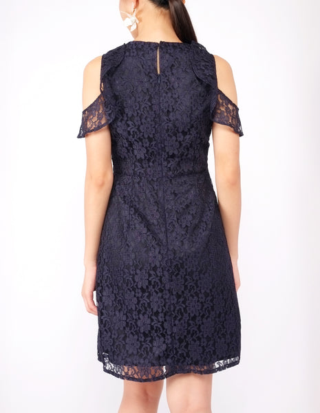 Esme Flounce Cold Shoulder Lace Dress
