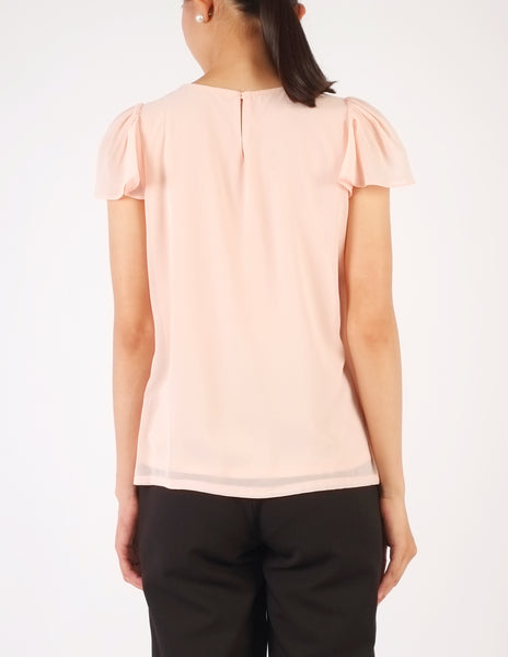 Fifi Flutter Sleeves Top (Blush Pink)
