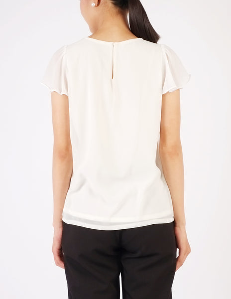 Fifi Flutter Sleeves Top (White)