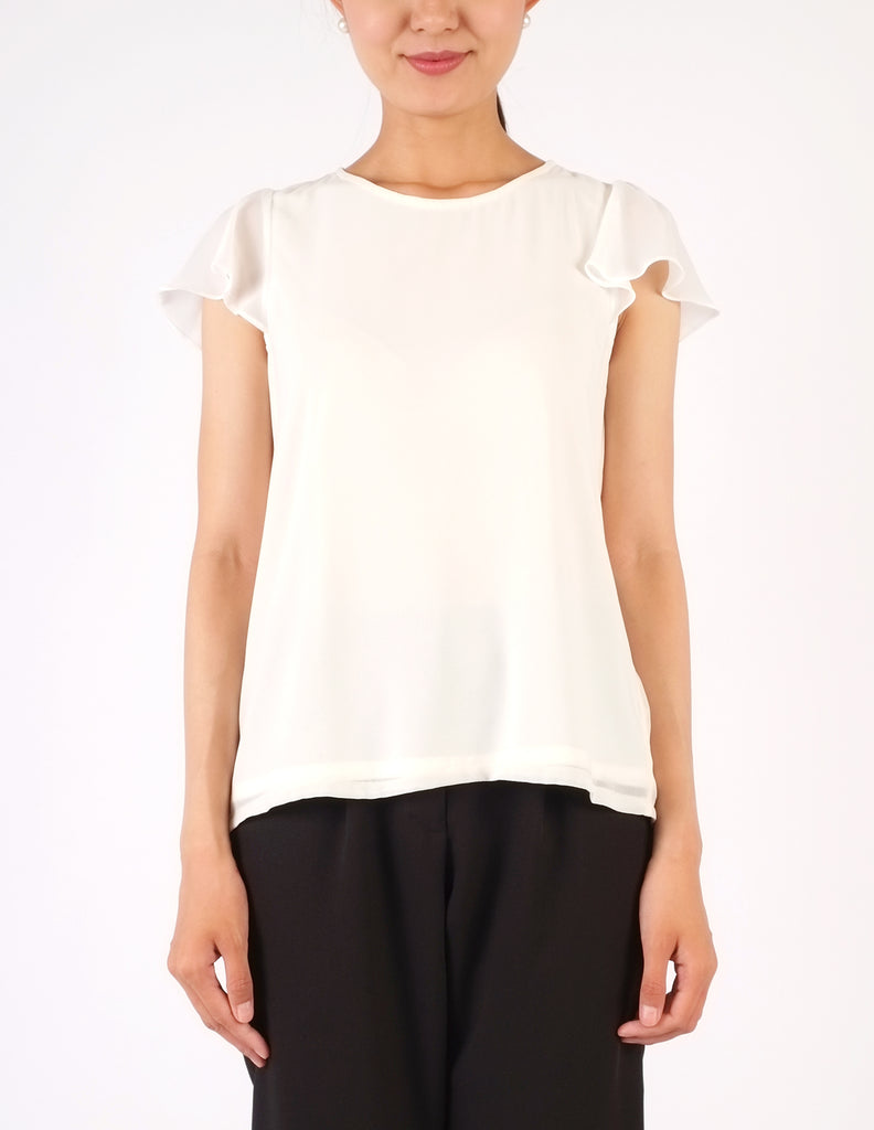 Fifi Flutter Sleeves Top (White)