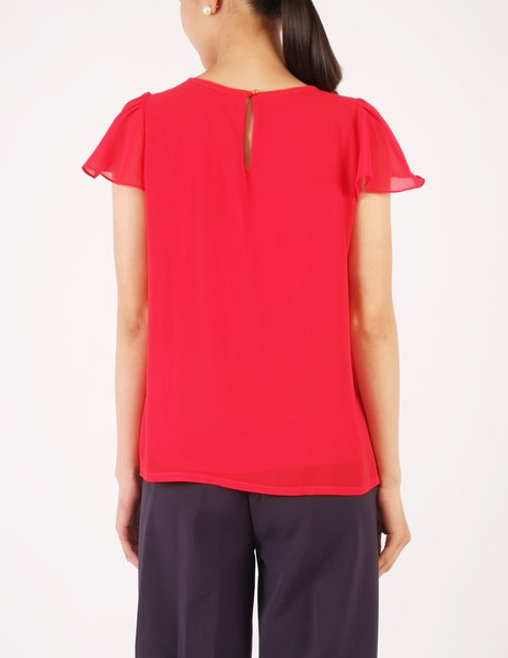 Fifi Flutter Sleeves Top (Red)