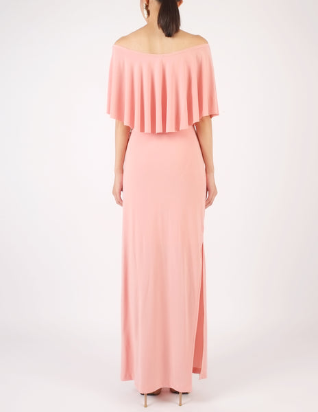 Hailey Off-Shoulder Maxi Dress (Peach)