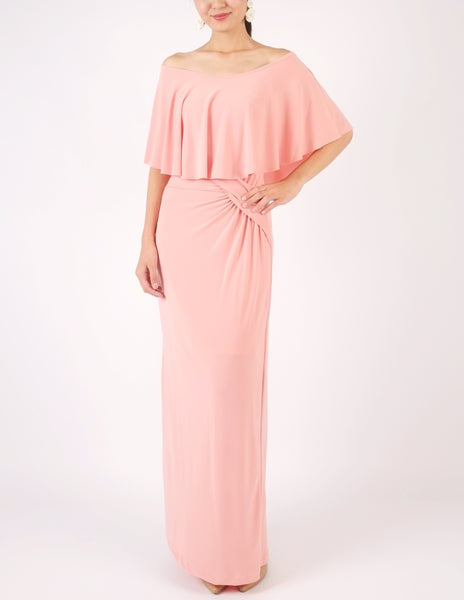 Hailey Off-Shoulder Maxi Dress (Peach)