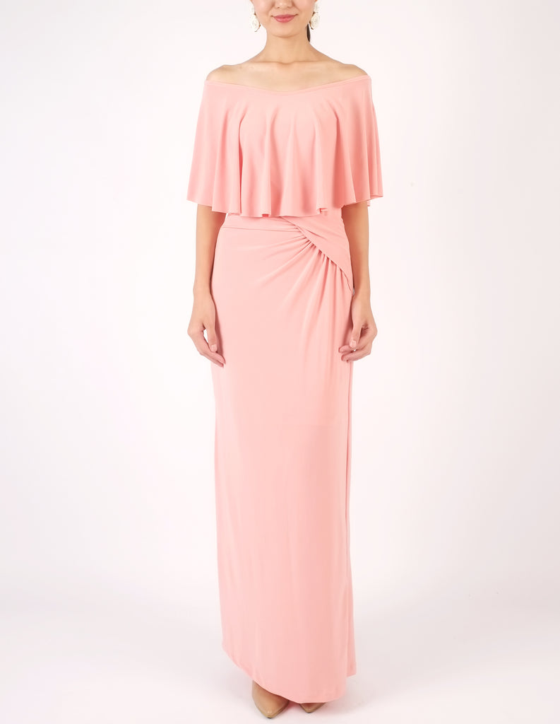 Hailey Off-Shoulder Maxi Dress (Peach)