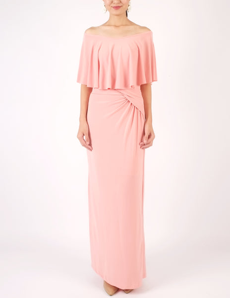 Hailey Off-Shoulder Maxi Dress (Peach)