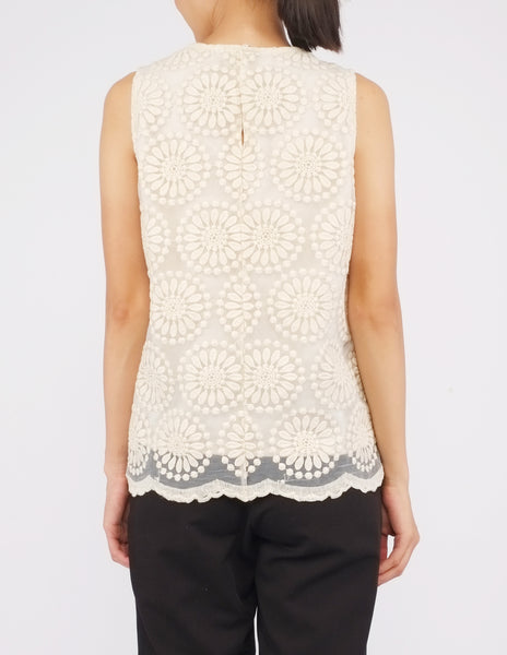 Ailey Organza Sleeveless Top (Cream)