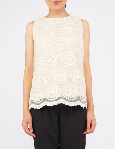 Ailey Organza Sleeveless Top (Cream)