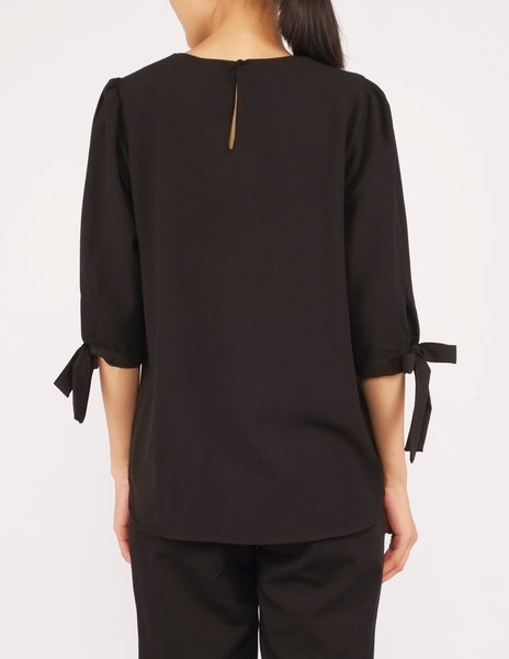 Alexy Tie-Sleeves Top (Black)