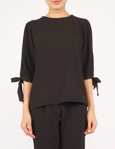 Alexy Tie-Sleeves Top (Black)