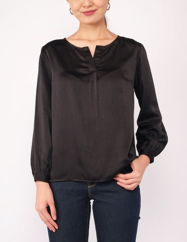 Alyana Split Neckline Blouse (Black)