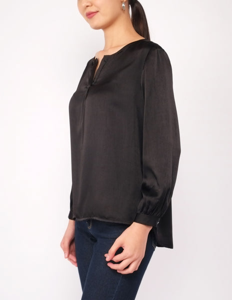 Alyana Split Neckline Blouse (Black)