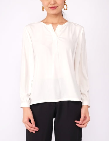 Alyana Split Neckline Blouse (Ivory)