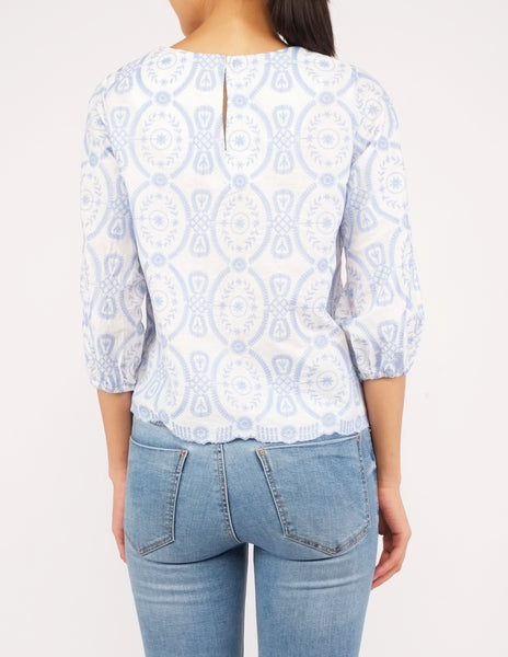 Anja Embroidered Puff Sleeves Top