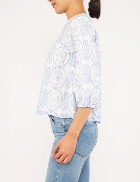 Anja Embroidered Puff Sleeves Top
