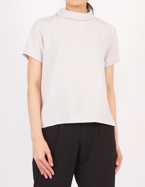 Becky Mock Neck Top (Lt Grey)