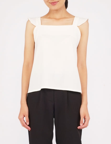 Beryl Flutter Strap Top (Ivory)