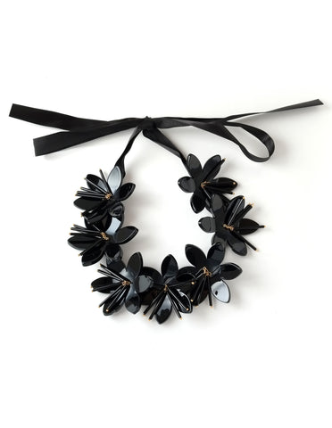 Nina Black Floral Necklace