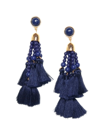 Reem Tassel Earrings (Blue)