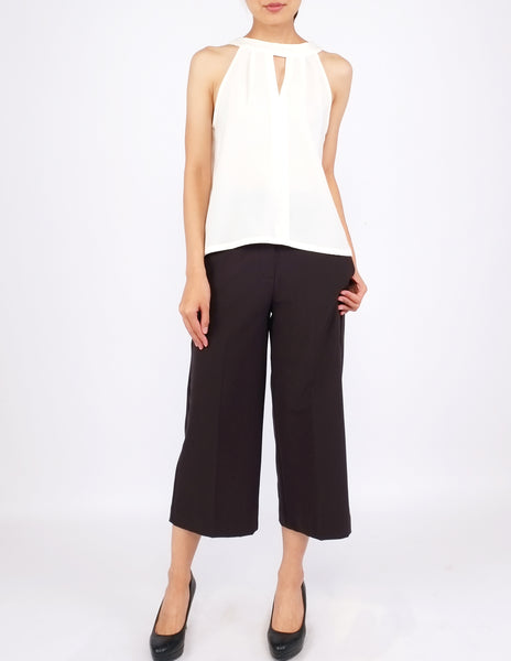 Brenda Keyhole Halter Top (Ivory)