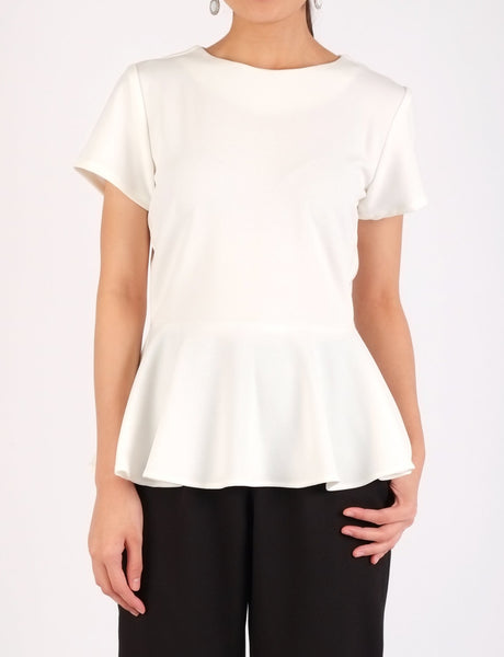 Caren Peplum Top (White)