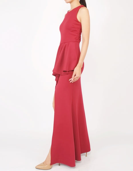 Hye Split Skirt Gown (Maroon)