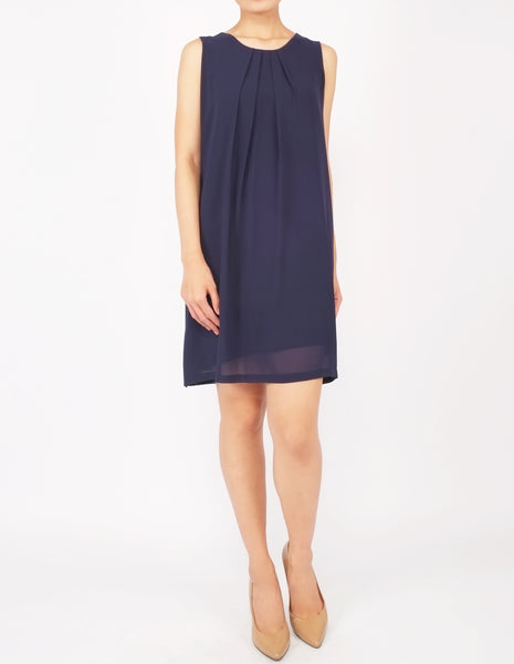 Desi Chiffon Shift Dress (Navy)