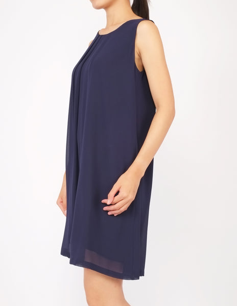 Desi Chiffon Shift Dress (Navy)