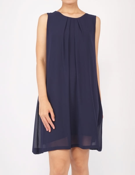 Desi Chiffon Shift Dress (Navy)
