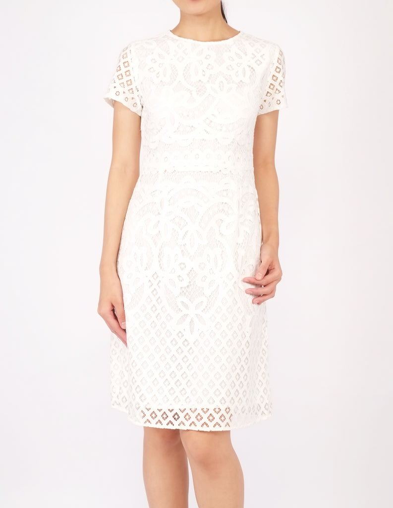 Ellie Lace Sheath Dress (White)