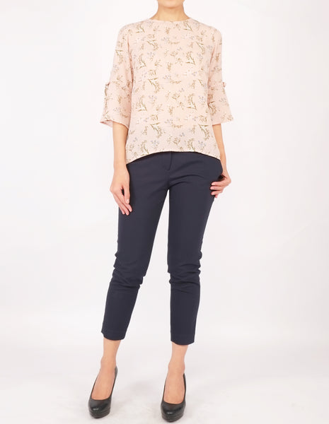 Bettina Flare Sleeves Top (Peach Floral)