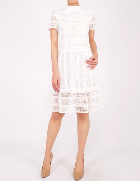 Elba Ruffle Hem Dress (White)