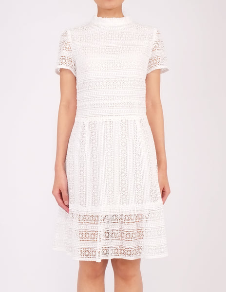 Elba Ruffle Hem Dress (White)