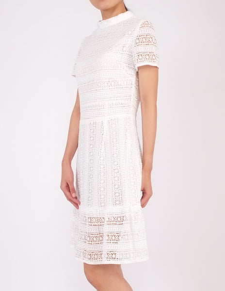 Elba Ruffle Hem Dress (White)