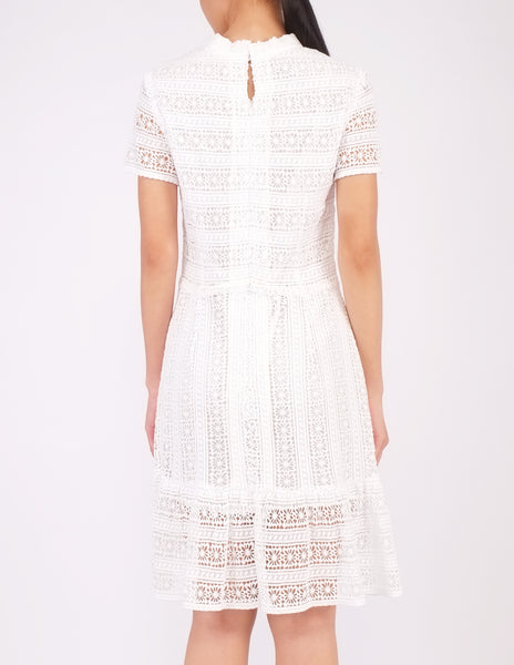 Elba Ruffle Hem Dress (White)