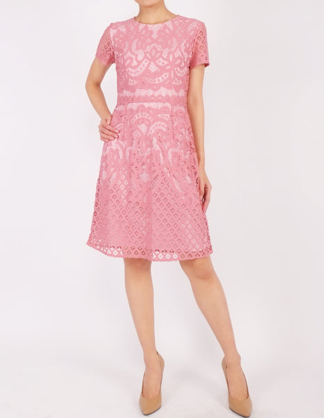 Ellie Lace Sheath Dress (Pink)