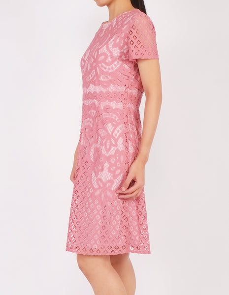 Ellie Lace Sheath Dress (Pink)