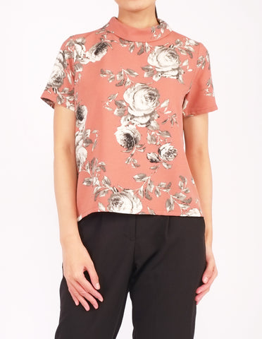 Becky Mock Neck Top (Clay Floral)