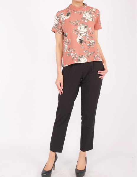 Becky Mock Neck Top (Clay Floral)