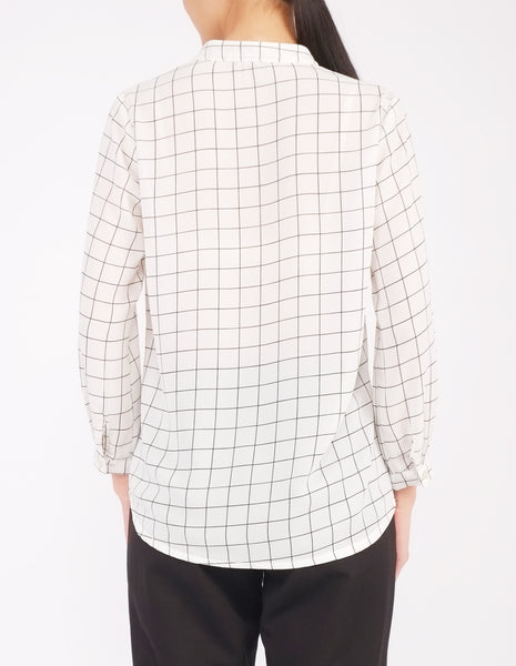 Brenna Split Neckline Top (Windowpane)