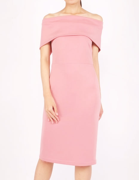 Evita Off-Shoulder Bodycon Dress (Pink)