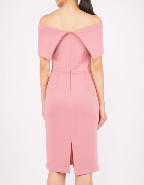 Evita Off-Shoulder Bodycon Dress (Pink)