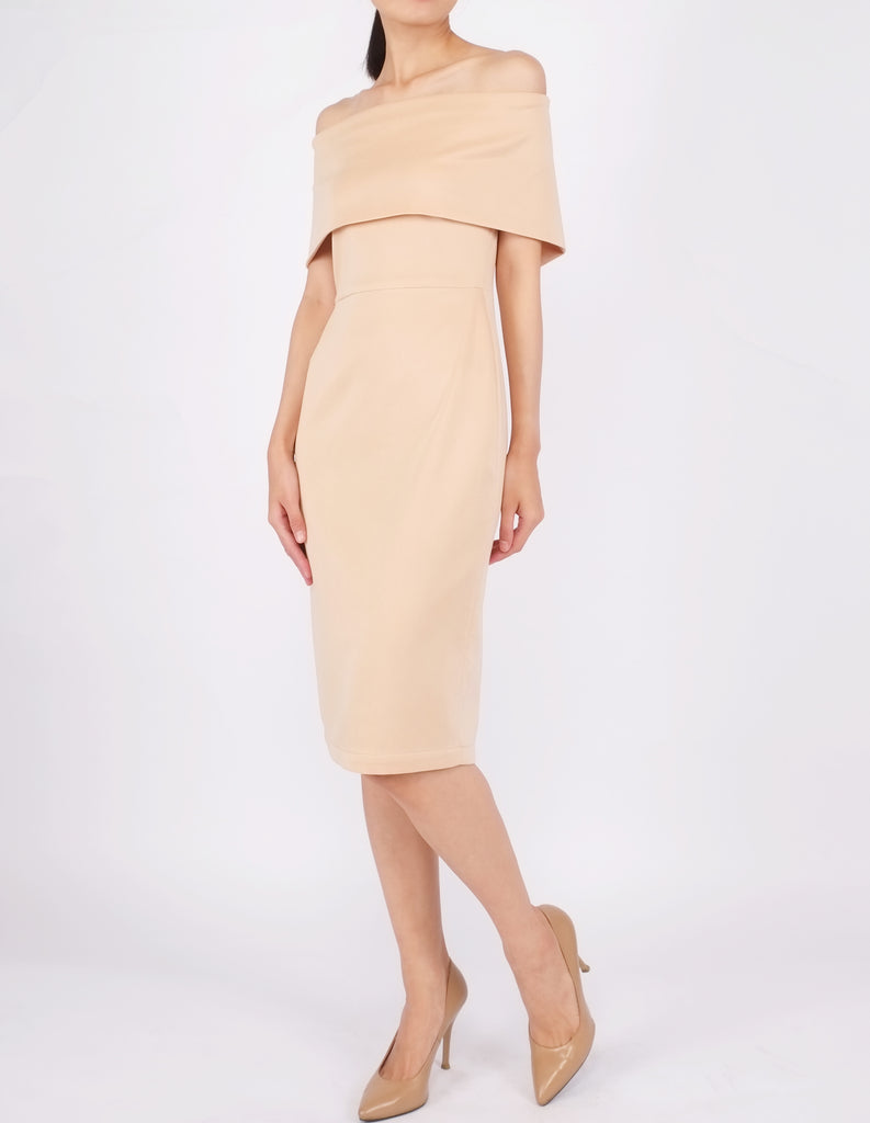 Evita Off-Shoulder Midi Dress (Beige) Deseo | Women's Clothing & Accessories Evita Off-Shoulder Midi Dress (Beige) Deseo | Women's Clothing & Accessories