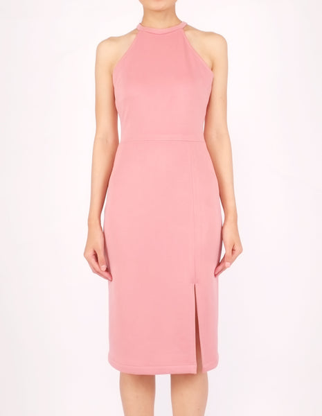 Helga Halter Midi Dress (Pink)