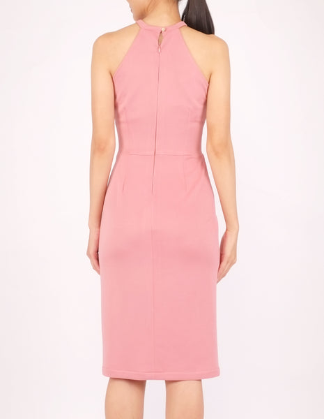 Helga Halter Midi Dress (Pink)