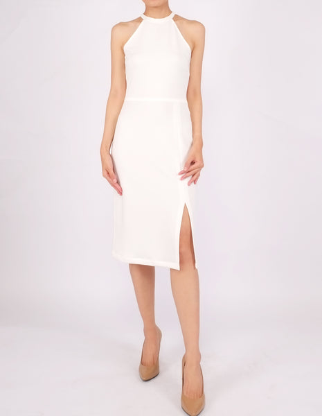 Helga Halter Midi Dress (Ivory)